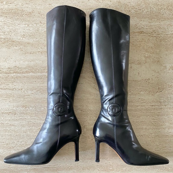 Vintage Chanel CC Knee High Boots - Picture 2 of 12